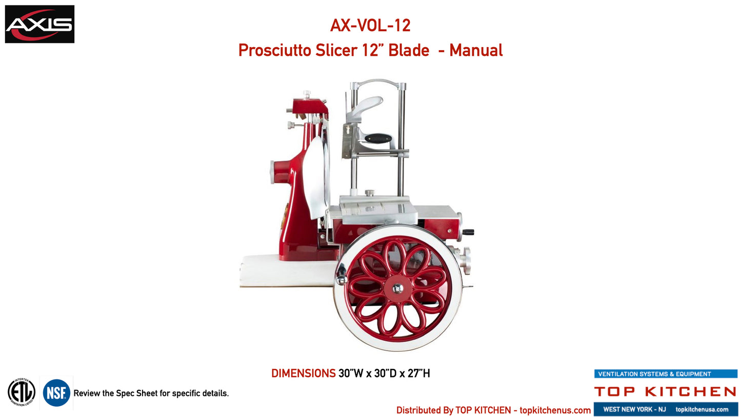 AXIS Flowerwheel Prosciutto Slicer - Model AX-VOL-12