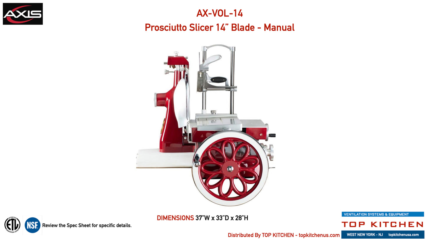 AXIS Flowerwheel Prosciutto Slicer - Model AX-VOL-14