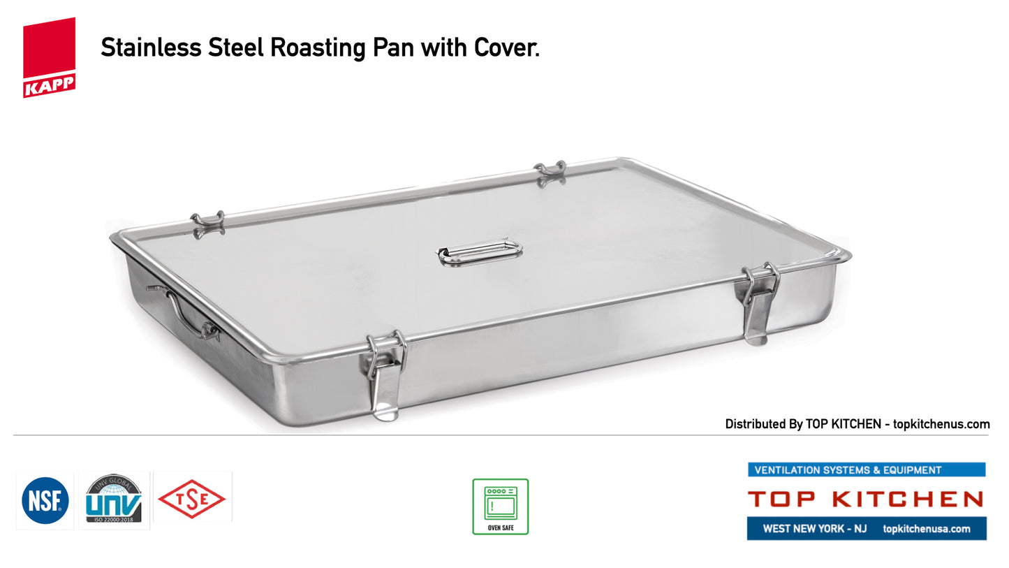 KAPP Roasting Pans With Clip In Cover - Stainless Steel
