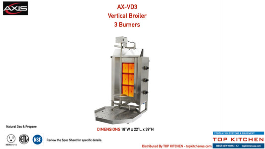 AXIS Vertical Broiler 3 Burners - Model AX-VB3