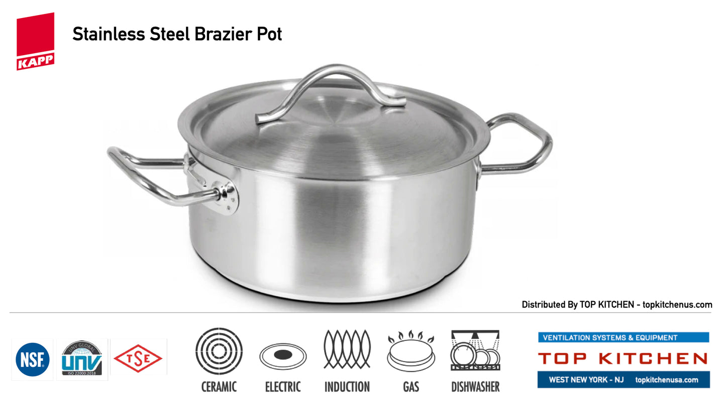 KAPP Brazier Pots With Lid - Stainless Steel.