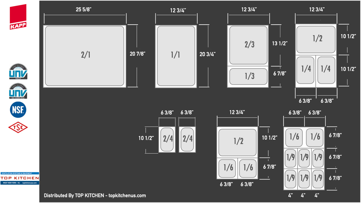 KAPP Food Pans 1/9 - Stainless Steel