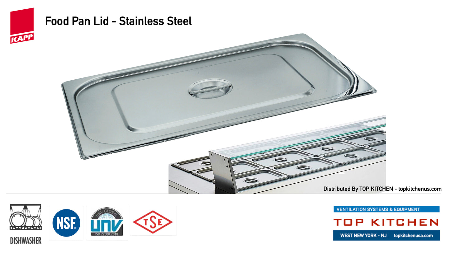 KAPP Standard  Food Pan Lid - Stainless Steel