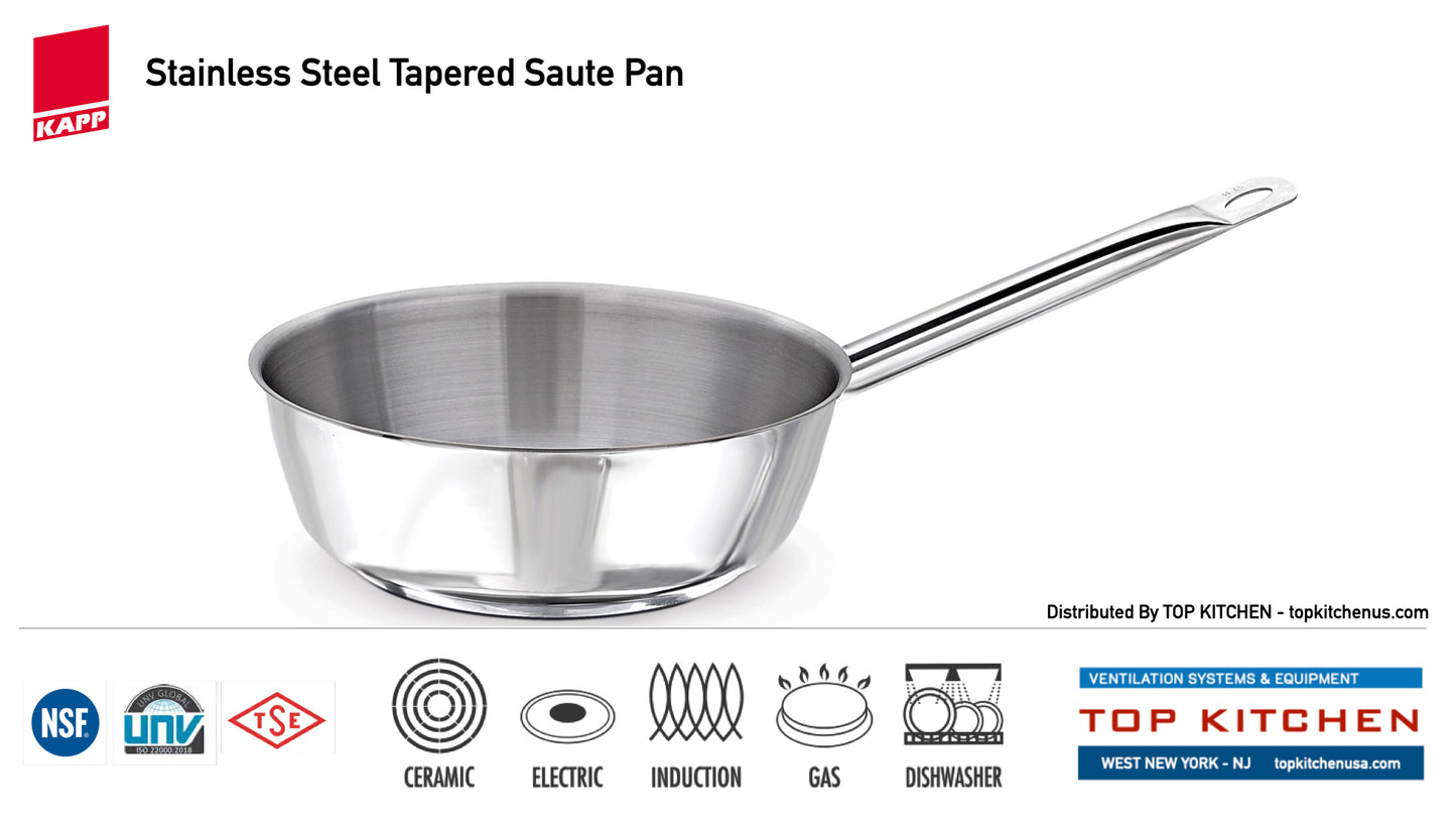 KAPP Tapered Saute Pans - Stainless Steel